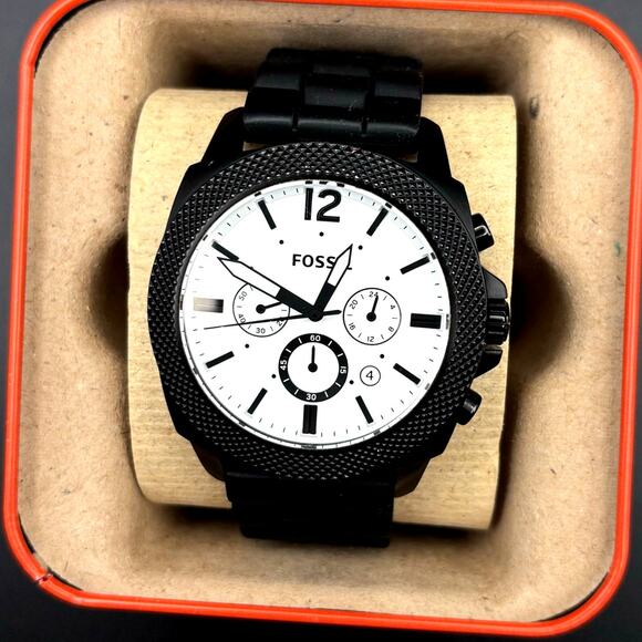 Fossil BQ2060 Machine Gunmetal Chronograph Mens White Dial Silicone Strap Watch - Picture 7 of 17